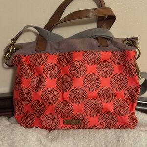 Stylish Orange Patterned Women's Fossil Bag